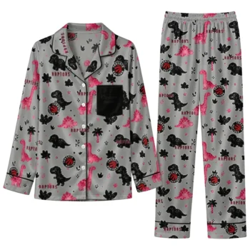 Toronto Raptors Long Pajama Set Personalized Character Scatter Best Selling