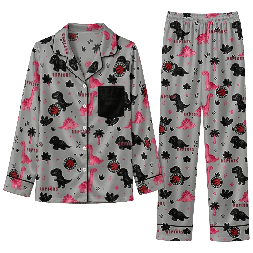 Toronto Raptors Long Pajama Set Personalized Character Scatter Best Selling Toronto Raptors Long Pajama Set Personalized Character Scatter Best Selling