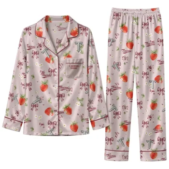 Troy Trojans Long Pajama Set Personalized Ribbon Florals Red Best Selling