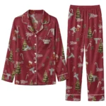Troy Trojans Long Pajama Set Personalized Sprig Scatter Red Best Selling