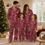 Troy Trojans Long Pajama Set Personalized Sprig Scatter Red Best Selling
