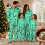 Tulane Green Wave Long Pajama Set Customized Ribbon Chains Green Best Selling