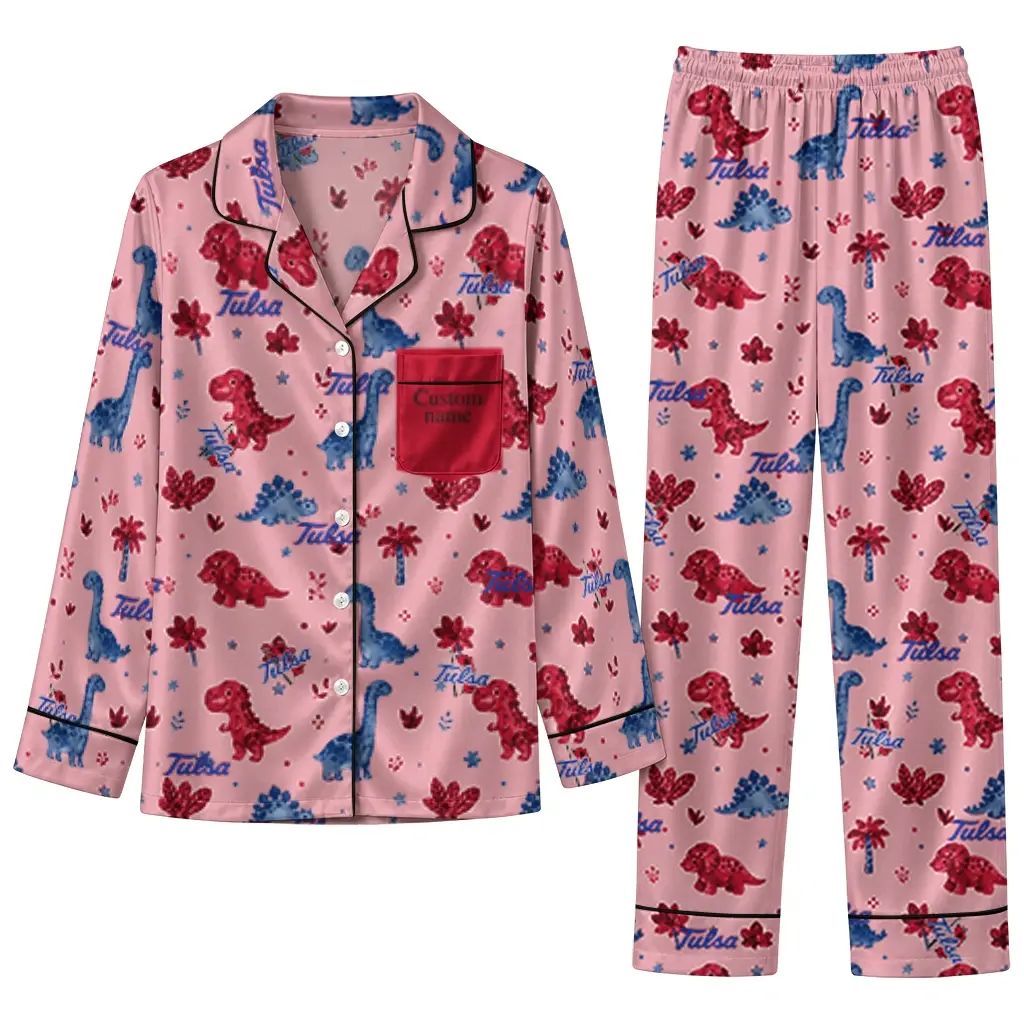 Tulsa Golden Hurricane Long Pajama Set Custom Character Scatter Best Selling Tulsa Golden Hurricane Long Pajama Set Custom Character Scatter Best Selling