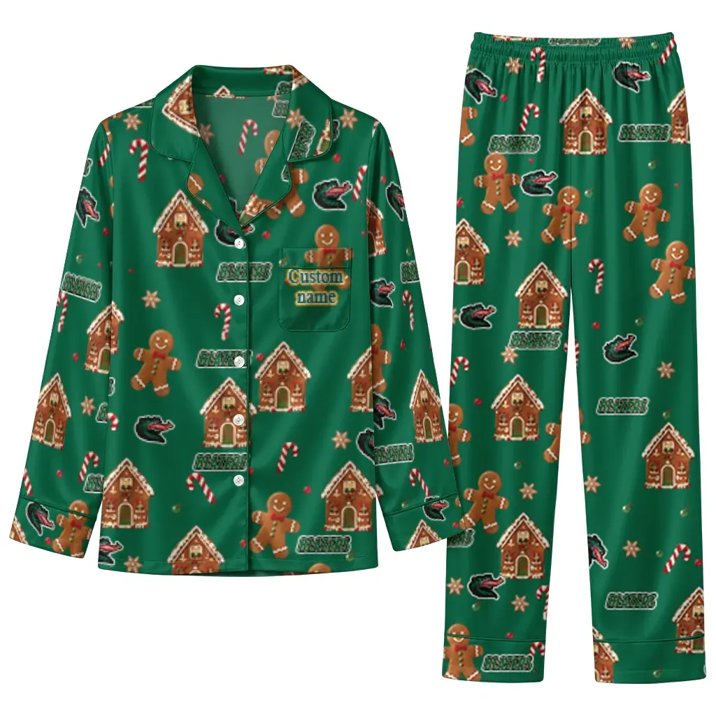 Uab Blazers Long Pajama Set Personalized Candy Scatter Green Best Selling Uab Blazers Long Pajama Set Personalized Candy Scatter Green Best Selling