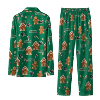 Uab Blazers Long Pajama Set Personalized Candy Scatter Green Fashion Forward