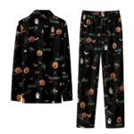Uab Blazers Long Pajama Set Personalized Icon Confetti Black Best Selling
