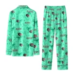 Uab Blazers Long Pajama Set Personalized Ribbon Chains Green Best Selling