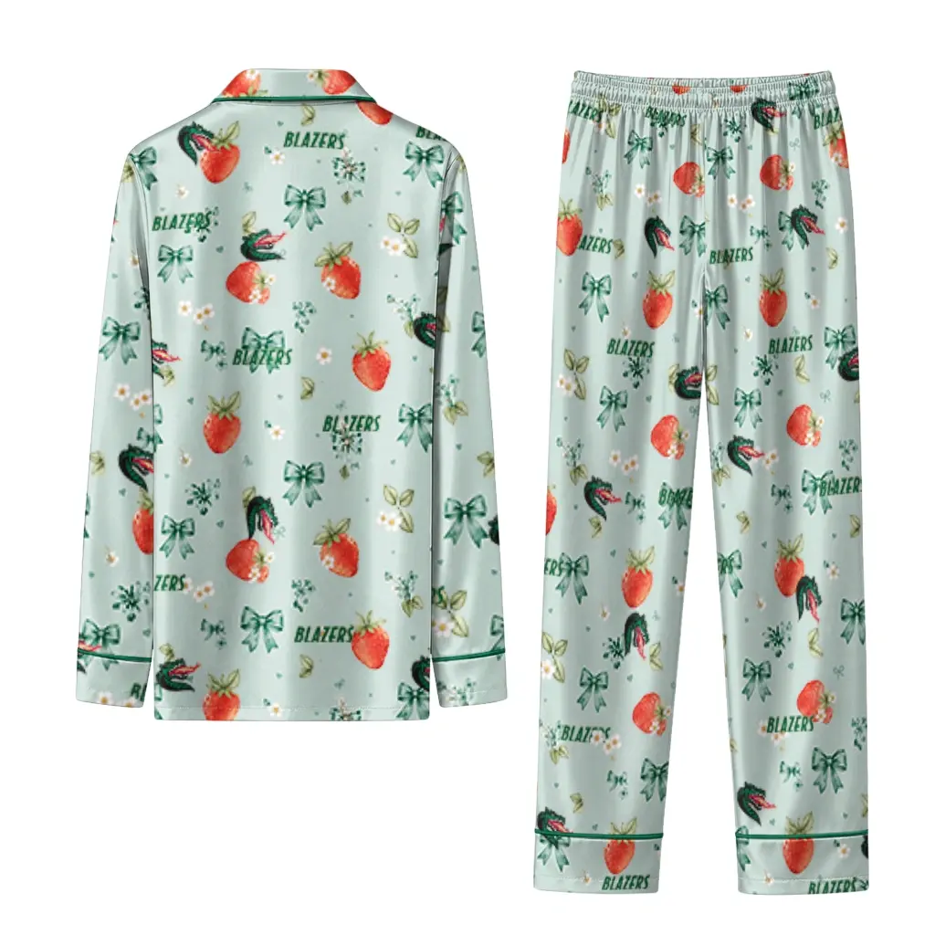 Uab Blazers Long Pajama Set Personalized Ribbon Florals Green Fashion Forward Uab Blazers Long Pajama Set Personalized Ribbon Florals Green Fashion Forward