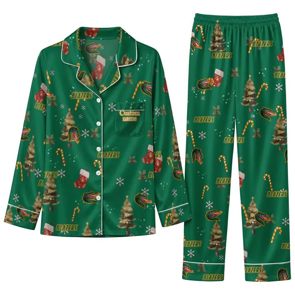Uab Blazers Long Pajama Set Personalized Sprig Scatter Green Best Selling Uab Blazers Long Pajama Set Personalized Sprig Scatter Green Best Selling