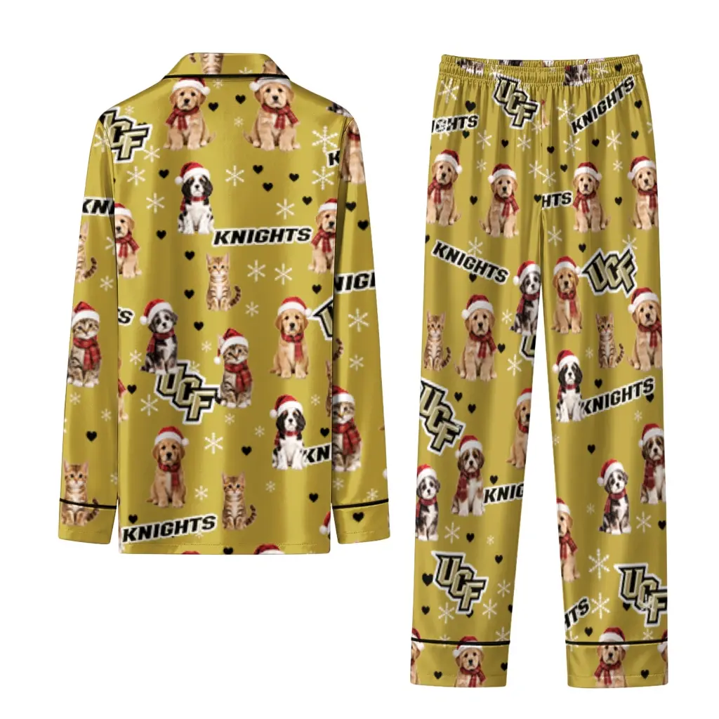 Ucf Knights Long Pajama Set Custom Animal Scatter Gold Fashion Forward Ucf Knights Long Pajama Set Custom Animal Scatter Gold Fashion Forward