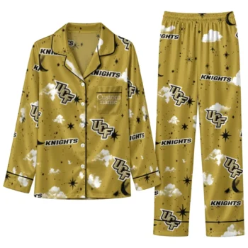 Ucf Knights Long Pajama Set Custom Cloud Stars Gold Best Selling