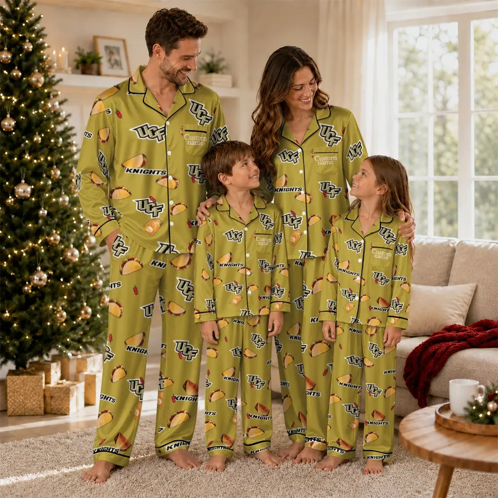 Ucf Knights Long Pajama Set Custom Snack Scatter Gold Latest Model Ucf Knights Long Pajama Set Custom Snack Scatter Gold Latest Model