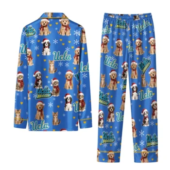 Ucla Bruins Long Pajama Set Customized Animal Scatter Blue Fashion Forward
