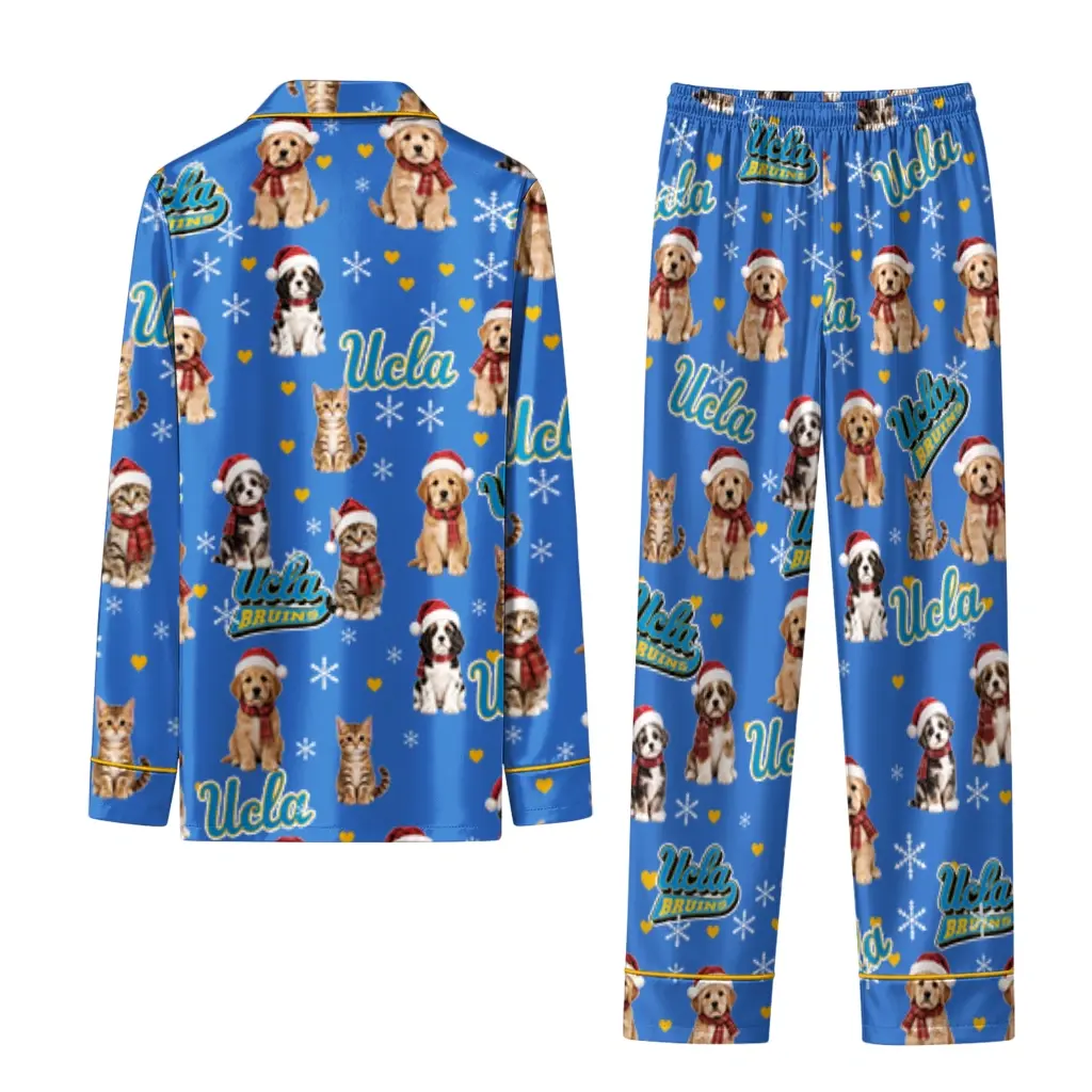 Ucla Bruins Long Pajama Set Customized Animal Scatter Blue Fashion Forward Ucla Bruins Long Pajama Set Customized Animal Scatter Blue Fashion Forward