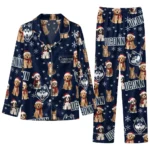 Uconn Huskies Long Pajama Set Custom Animal Scatter Blue Best Selling