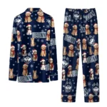 Uconn Huskies Long Pajama Set Custom Animal Scatter Blue Best Selling