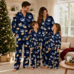 Uconn Huskies Long Pajama Set Custom Snack Scatter Blue Best Selling
