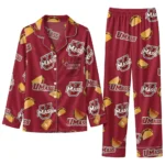 Umass Minutemen Long Pajama Set Customized Snack Scatter Red Best Selling