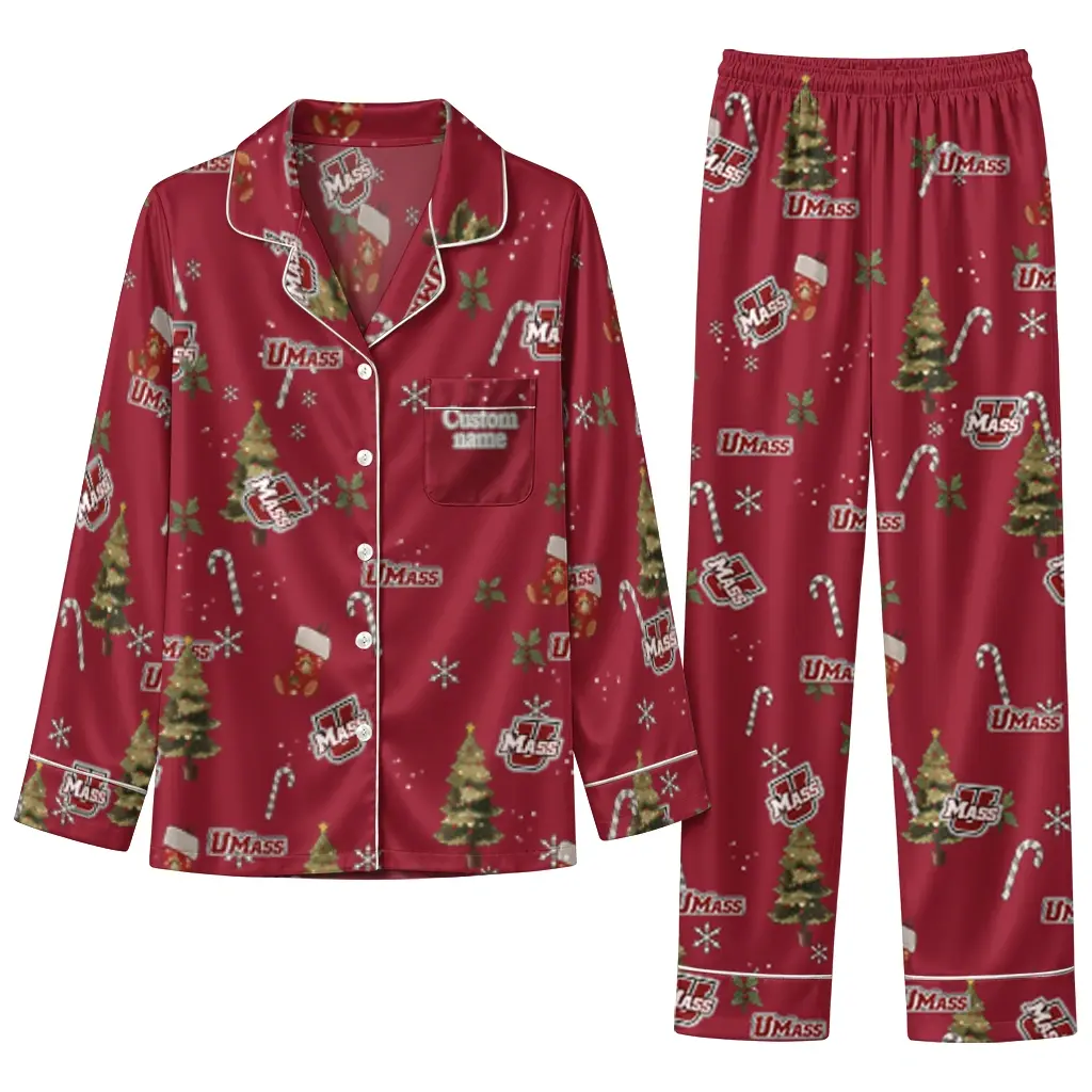 Umass Minutemen Long Pajama Set Customized Sprig Scatter Red Best Selling Umass Minutemen Long Pajama Set Customized Sprig Scatter Red Best Selling