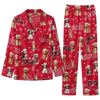 Unlv Rebels Long Pajama Set Personalized Animal Scatter Red Best Selling