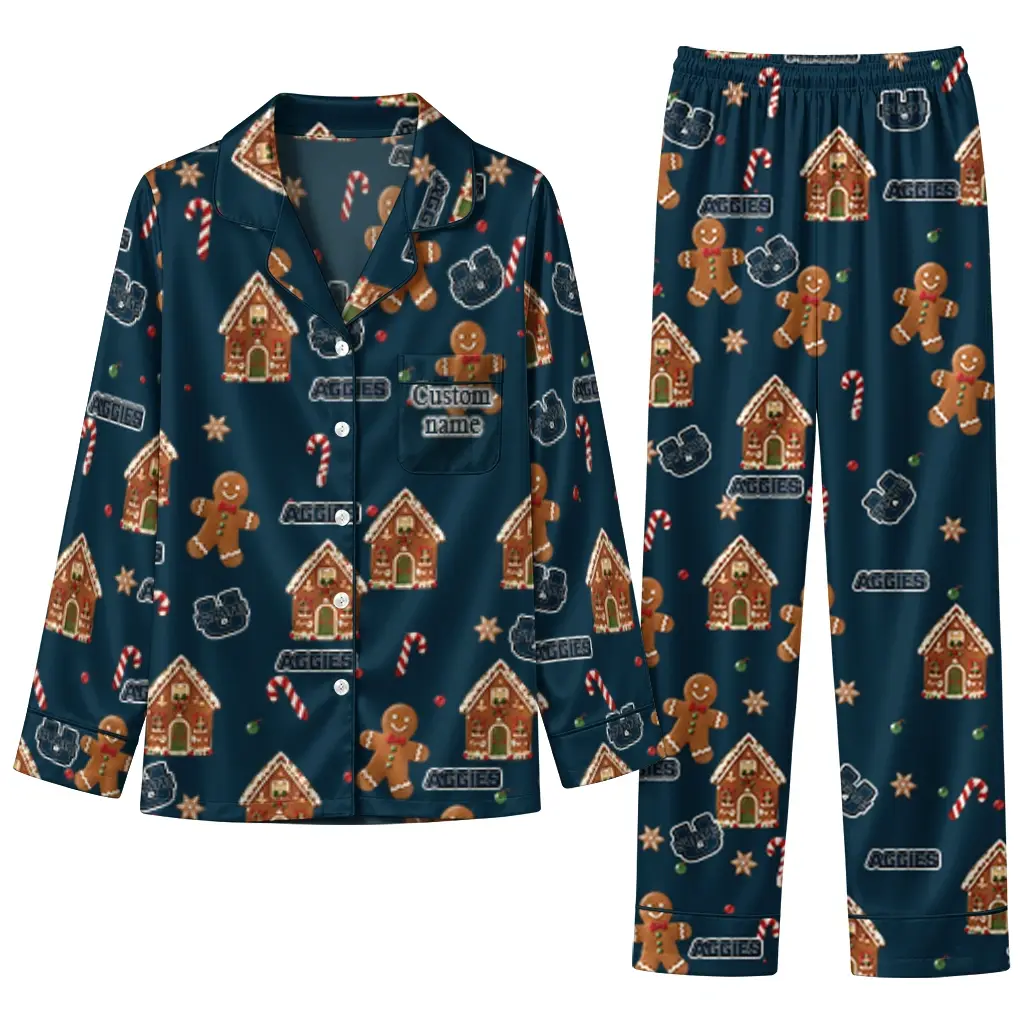 Utah State Aggies Long Pajama Set Personalized Candy Scatter Navy Best Selling Utah State Aggies Long Pajama Set Personalized Candy Scatter Navy Best Selling