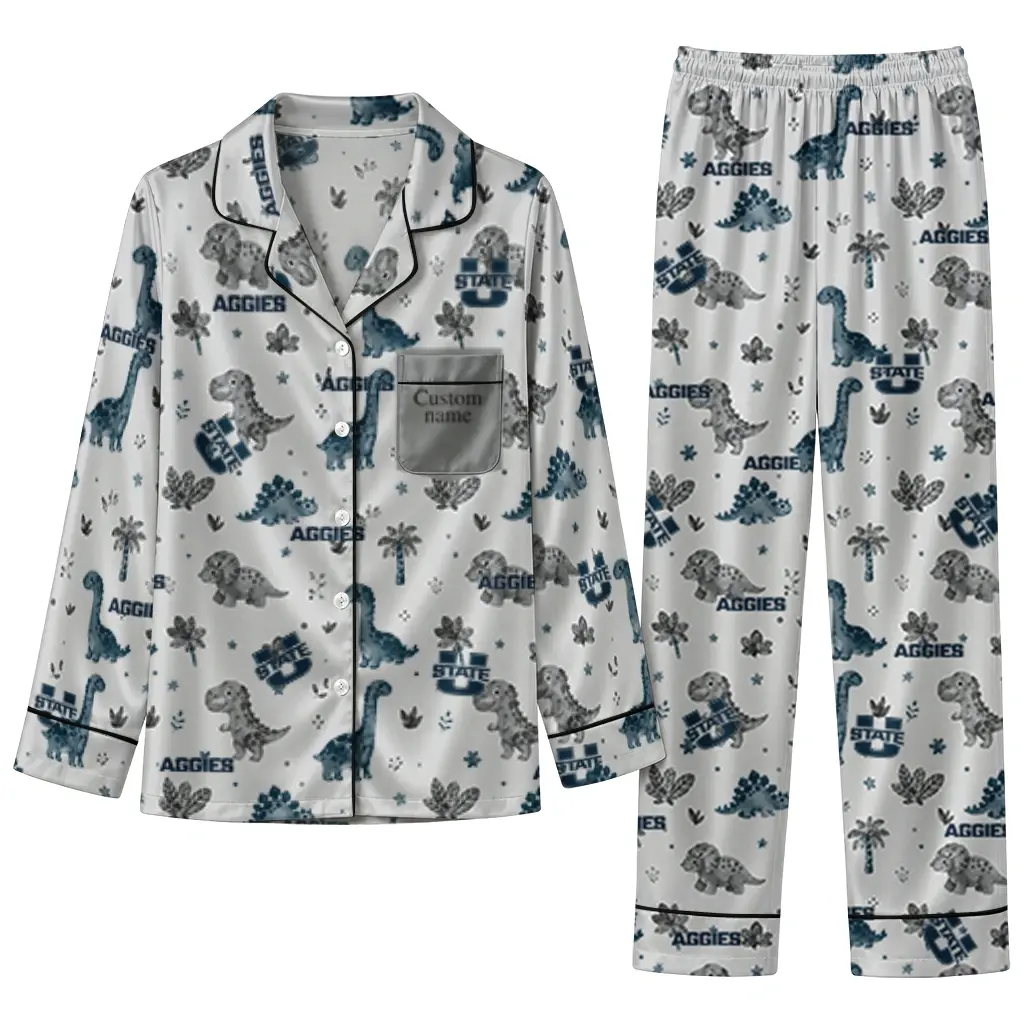 Utah State Aggies Long Pajama Set Personalized Character Scatter Best Selling Utah State Aggies Long Pajama Set Personalized Character Scatter Best Selling
