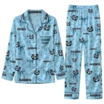 Utah State Aggies Long Pajama Set Personalized Ribbon Chains Navy Best Selling