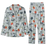Utah State Aggies Long Pajama Set Personalized Ribbon Florals Navy Best Selling