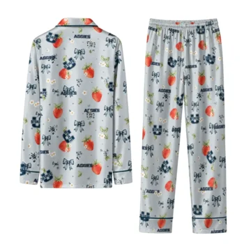 Utah State Aggies Long Pajama Set Personalized Ribbon Florals Navy Fashion Forward