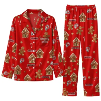 Utah Utes Long Pajama Set Custom Candy Scatter Red Best Selling
