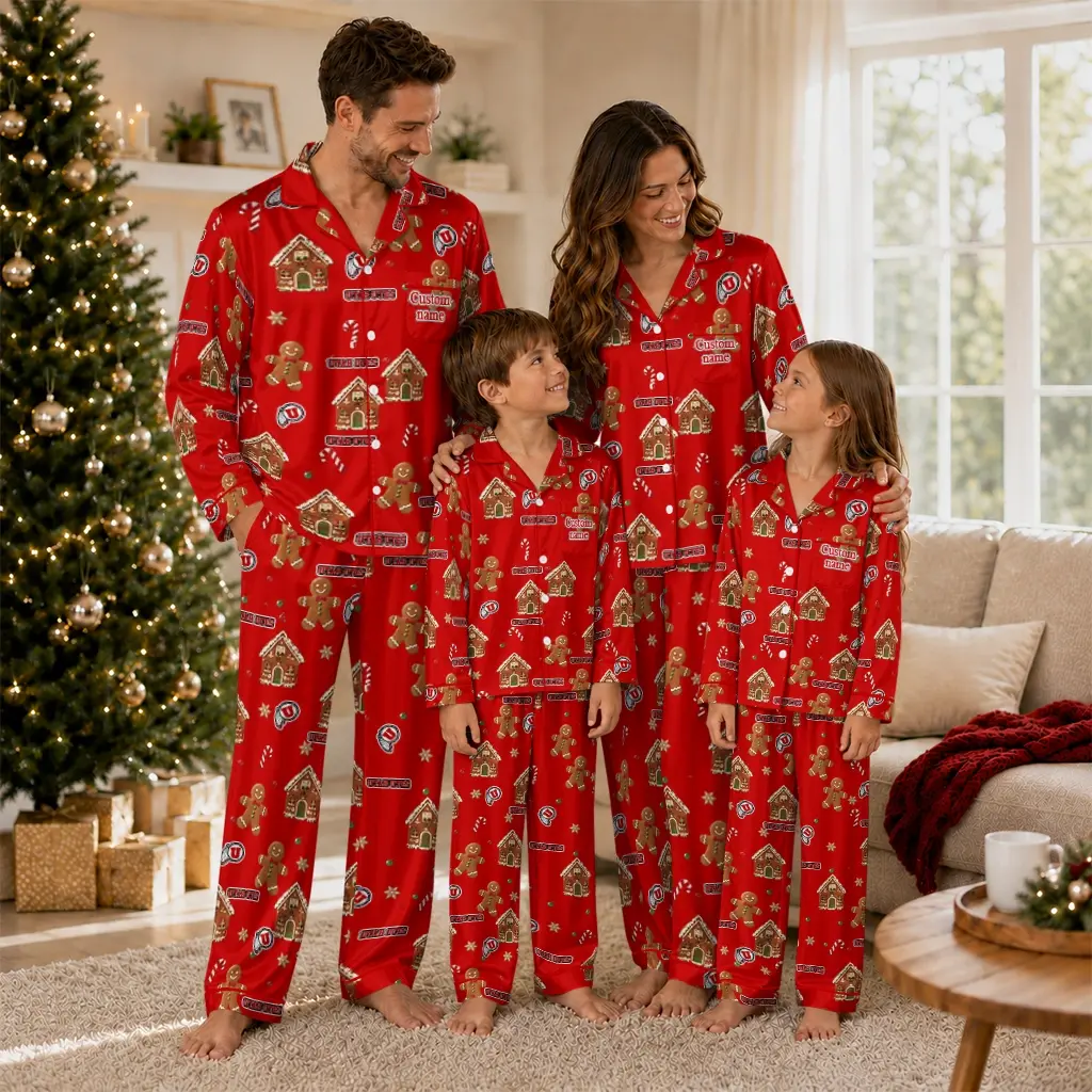 Utah Utes Long Pajama Set Custom Candy Scatter Red Latest Model Utah Utes Long Pajama Set Custom Candy Scatter Red Latest Model