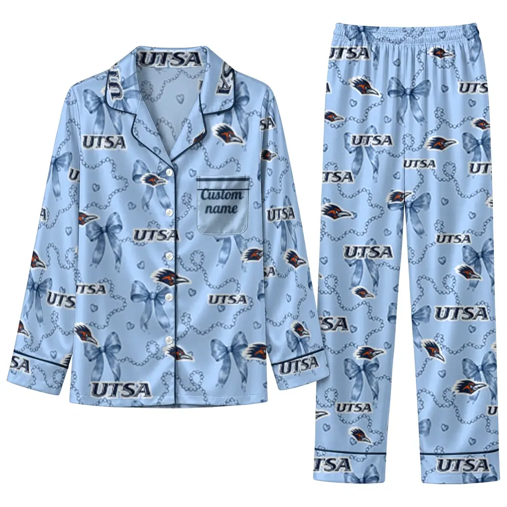 Utsa Roadrunners Long Pajama Set Customized Ribbon Chains Orange Best Selling Utsa Roadrunners Long Pajama Set Customized Ribbon Chains Orange Best Selling