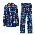 Vancouver Canucks Long Pajama Set Custom Animal Scatter Blue Best Selling