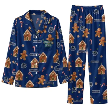 Vancouver Canucks Long Pajama Set Customized Candy Scatter Blue Best Selling