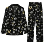 Vanderbilt Commodores Long Pajama Set Custom Heart Charms Black Best Selling