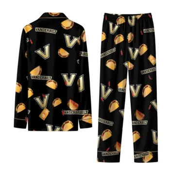 Vanderbilt Commodores Long Pajama Set Custom Snack Scatter Black Fashion Forward