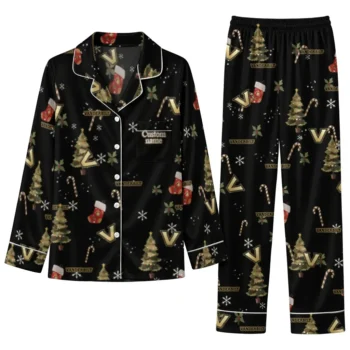 Vanderbilt Commodores Long Pajama Set Custom Sprig Scatter Black Best Selling