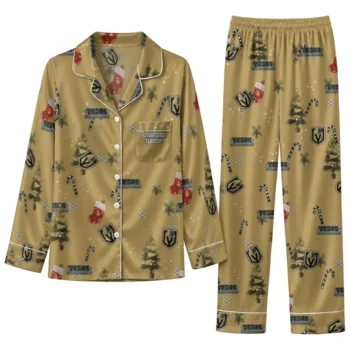 Vegas Golden Knights Long Pajama Set Custom Sprig Scatter Tan Best Selling