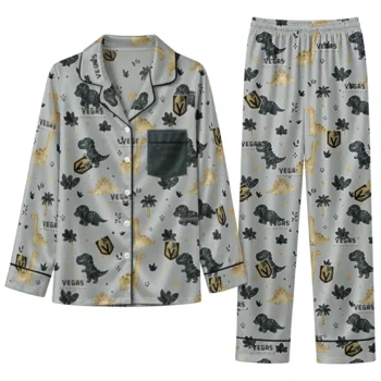 Vegas Golden Knights Long Pajama Set Customized Character Scatter Best Selling