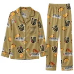 Vegas Golden Knights Long Pajama Set Personalized Snack Scatter Tan Best Selling