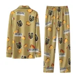 Vegas Golden Knights Long Pajama Set Personalized Snack Scatter Tan Best Selling