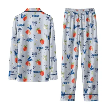 Villanova Wildcats Long Pajama Set Customized Ribbon Florals Navy Fashion Forward