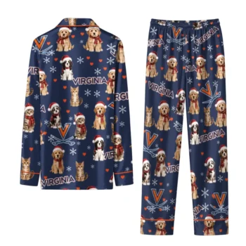 Virginia Cavaliers Long Pajama Set Personalized Animal Scatter Blue Fashion Forward