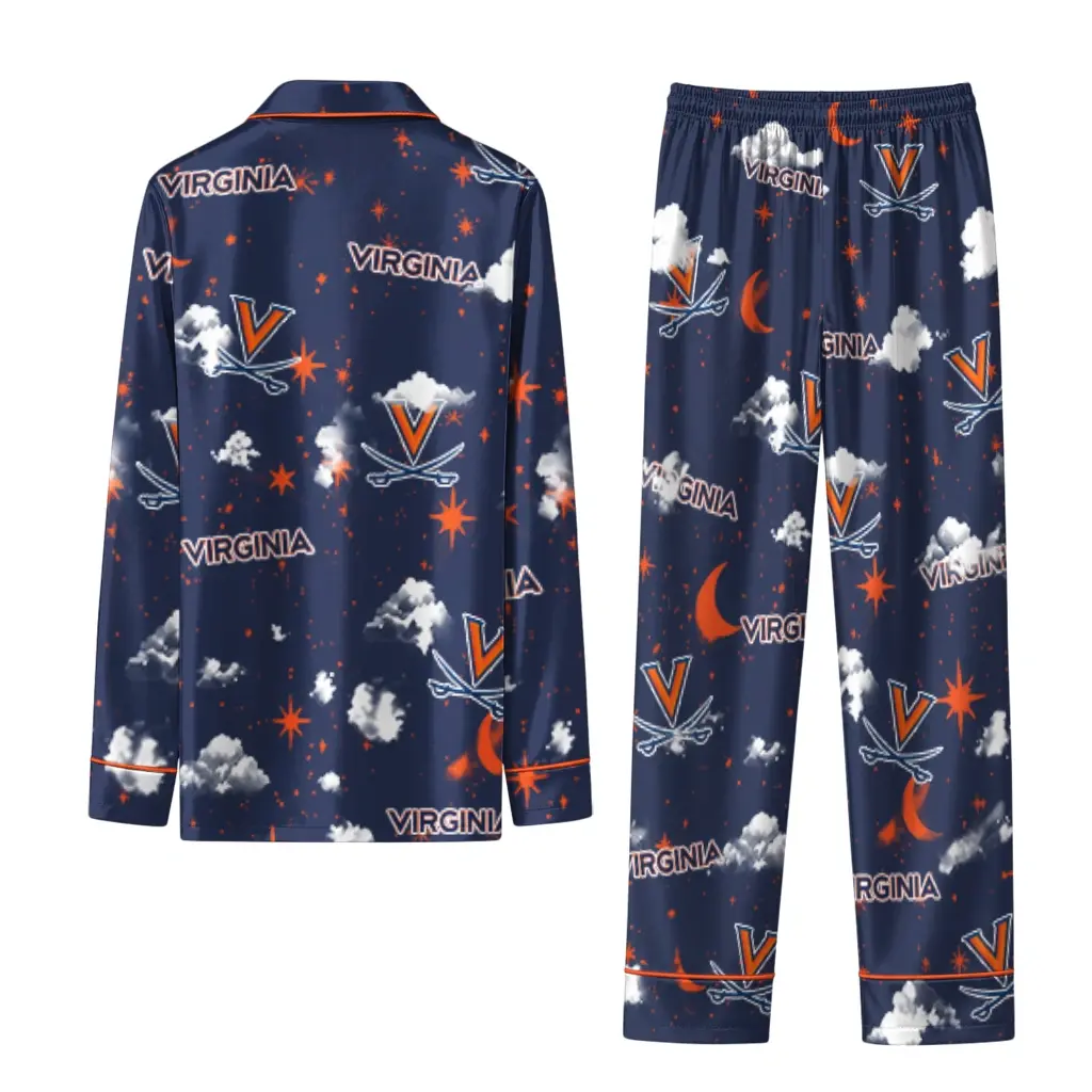 Virginia Cavaliers Long Pajama Set Personalized Cloud Stars Blue Fashion Forward Virginia Cavaliers Long Pajama Set Personalized Cloud Stars Blue Fashion Forward
