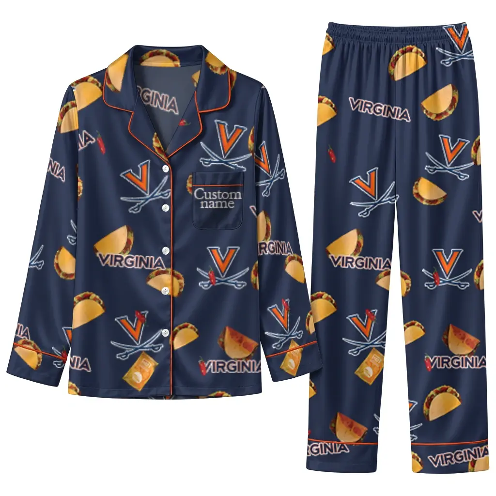 Virginia Cavaliers Long Pajama Set Personalized Snack Scatter Blue Best Selling Virginia Cavaliers Long Pajama Set Personalized Snack Scatter Blue Best Selling
