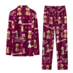 Virginia Tech Hokies Long Pajama Set Customized Animal Scatter Maroon Best Selling
