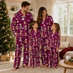 Virginia Tech Hokies Long Pajama Set Customized Animal Scatter Maroon Best Selling