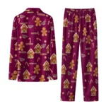 Virginia Tech Hokies Long Pajama Set Customized Candy Scatter Maroon Best Selling