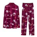 Virginia Tech Hokies Long Pajama Set Customized Cloud Stars Maroon Best Selling