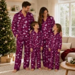 Virginia Tech Hokies Long Pajama Set Customized Heart Charms Maroon Best Selling